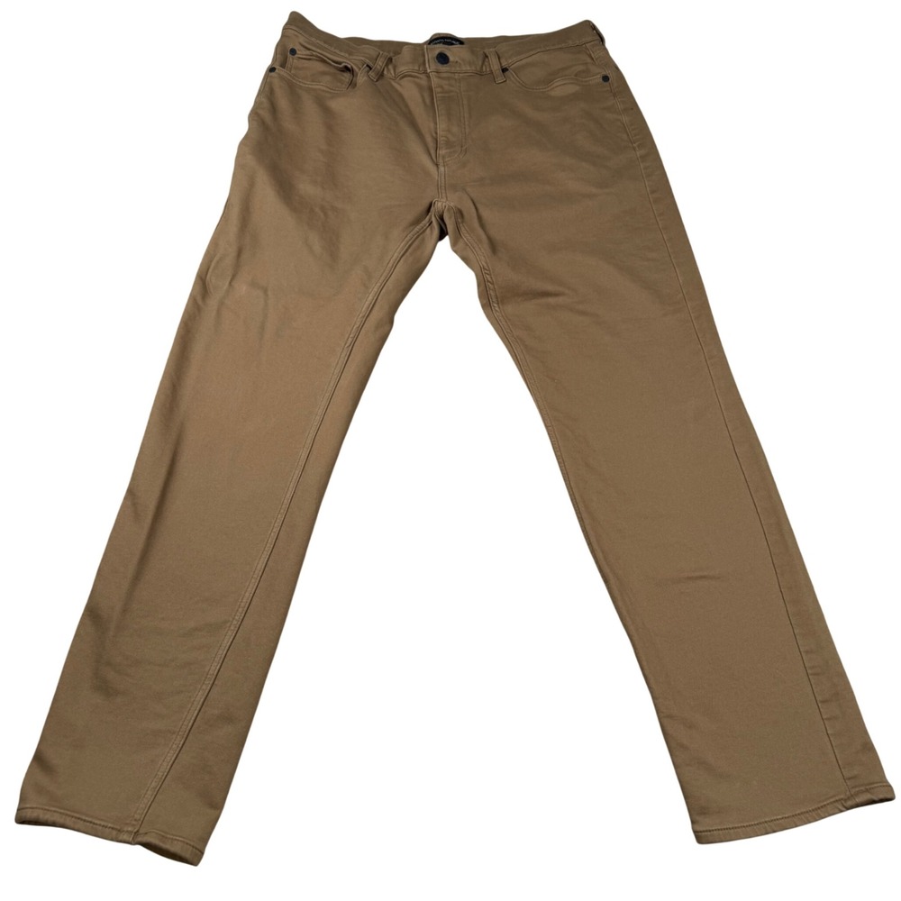 Banana Republic Mens Traveler Pants Tobacco Brown 36x32 Slim Straight Stretch